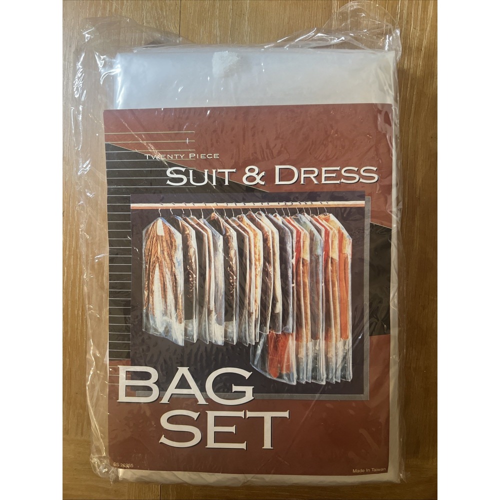 Vintage Garment Closet Bag Set Of 20 - Made In Taiwan - Clear Heavy-duty Plastic